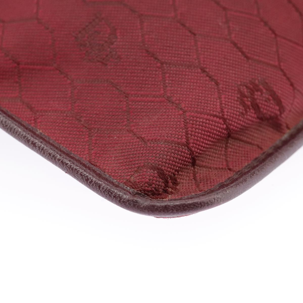 Christian Dior Honeycomb Canvas Shoulder Bag Red Gold Auth 100345