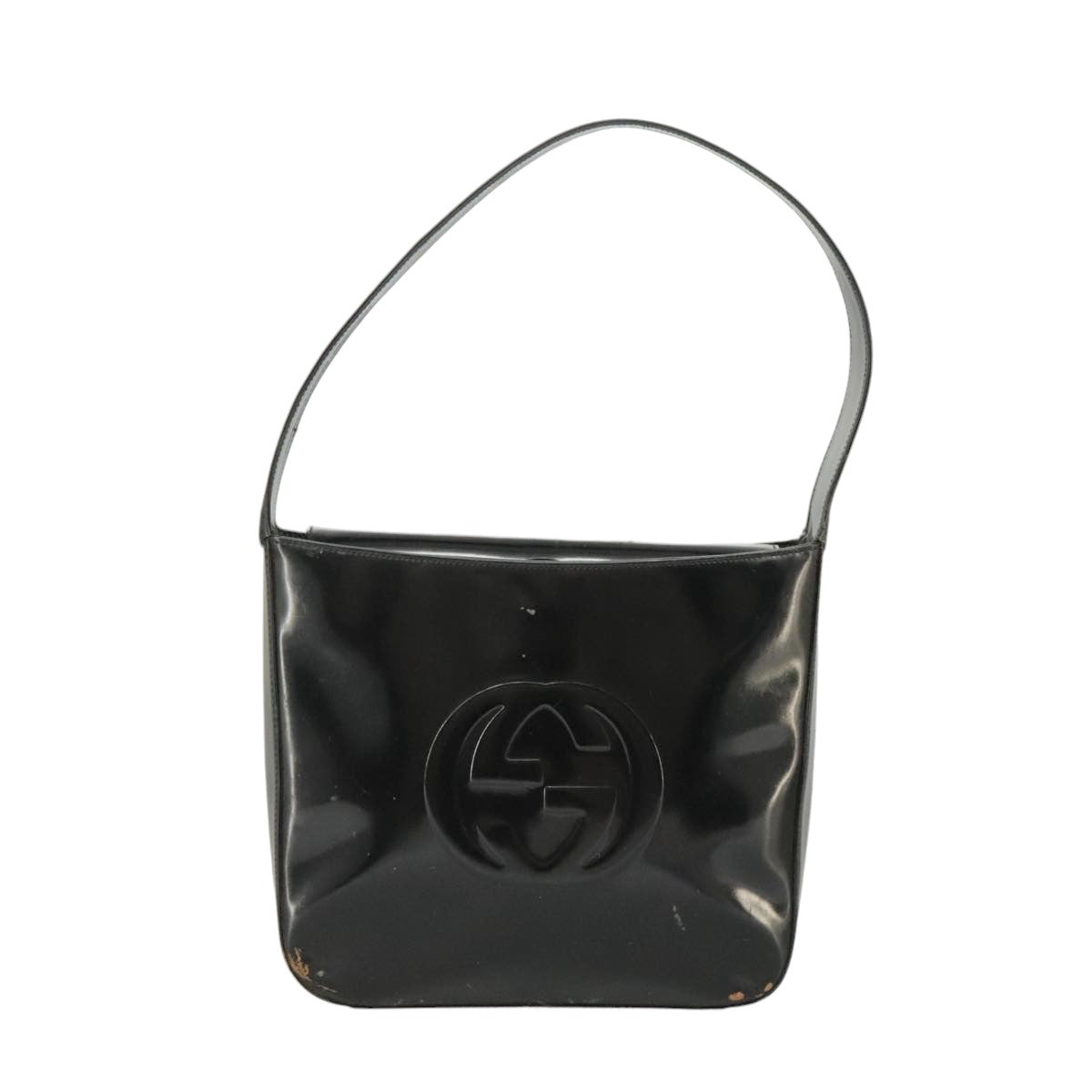 GUCCI Shoulder Bag Enamel Black Silver 000 0506 Auth 100397