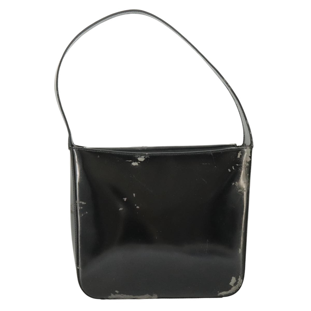 GUCCI Shoulder Bag Enamel Black Silver 000 0506 Auth 100397