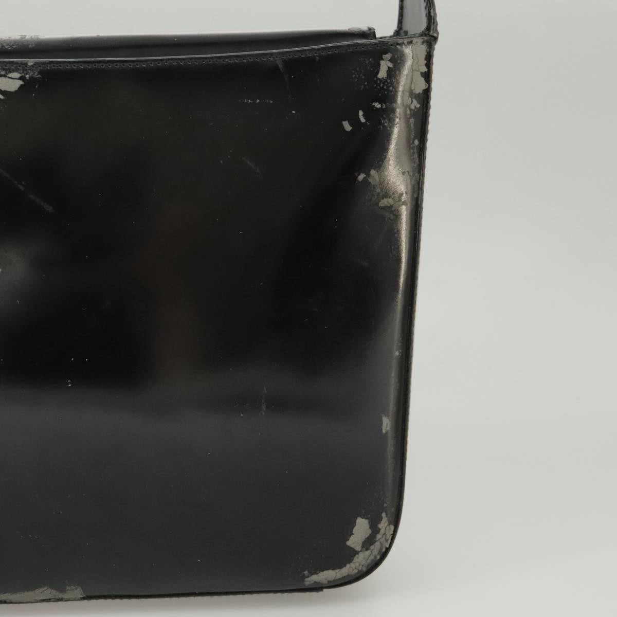 GUCCI Shoulder Bag Enamel Black Silver 000 0506 Auth 100397