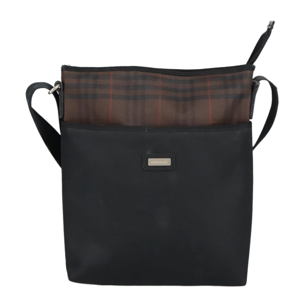 BURBERRY Shoulder Bag Nylon Black Silver Auth 100414