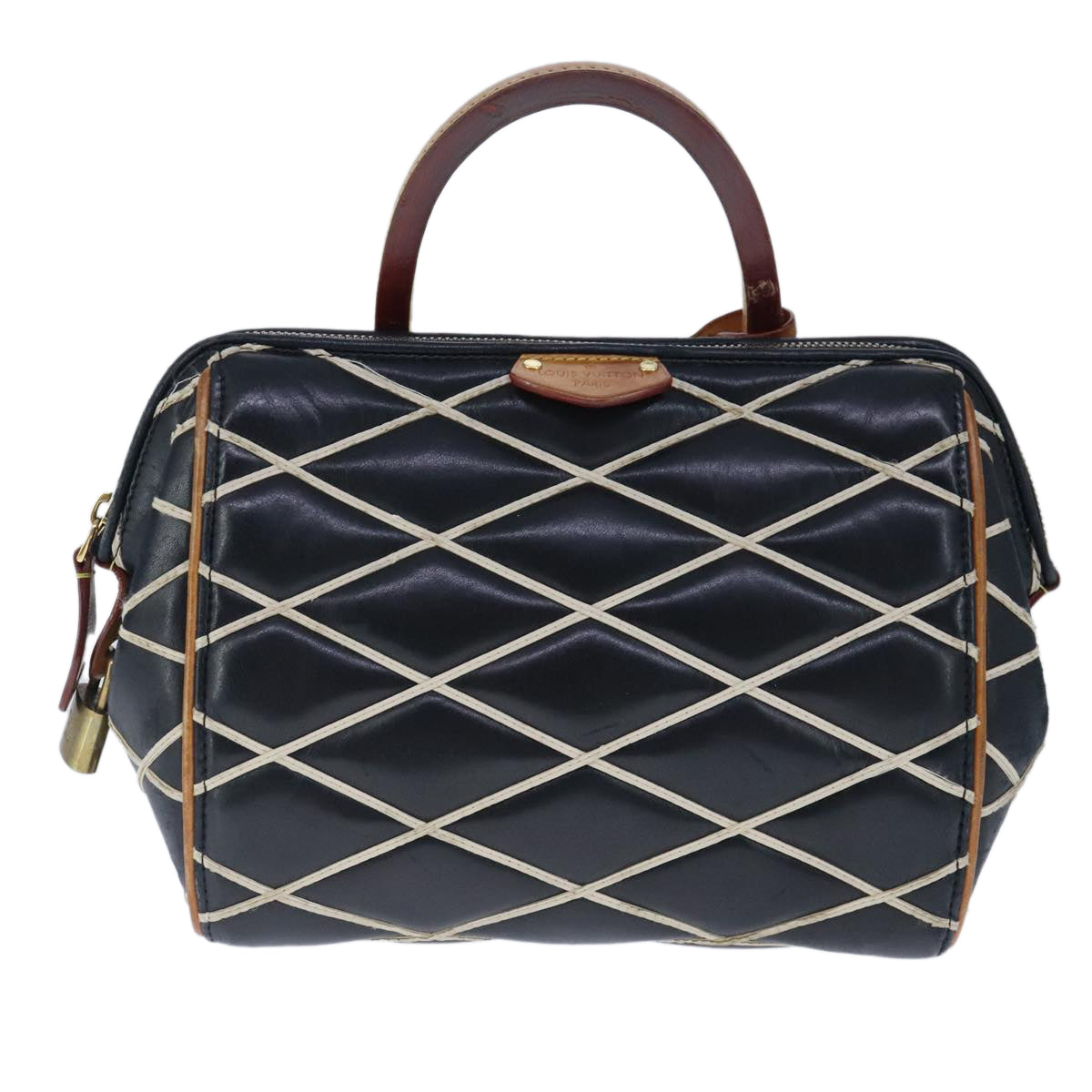LOUIS VUITTON Maltage Line Dock BB Hand Bag Lamb Skin Black M50011 Auth 100553