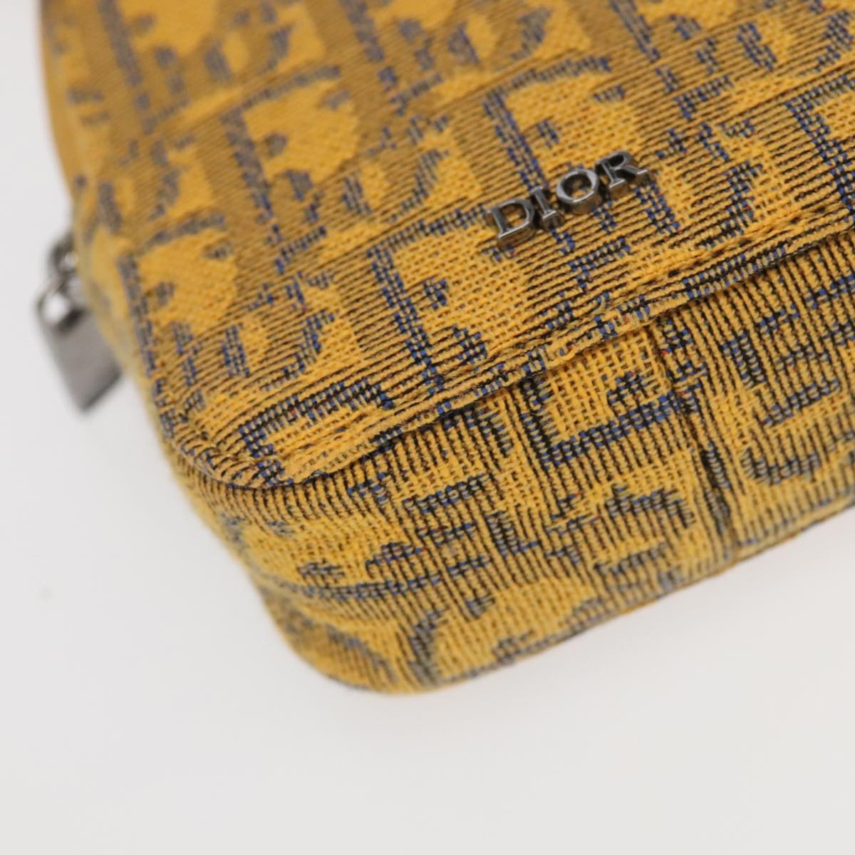 Christian Dior Trotter Canvas Shoulder Bag Yellow Silver Auth 100623V