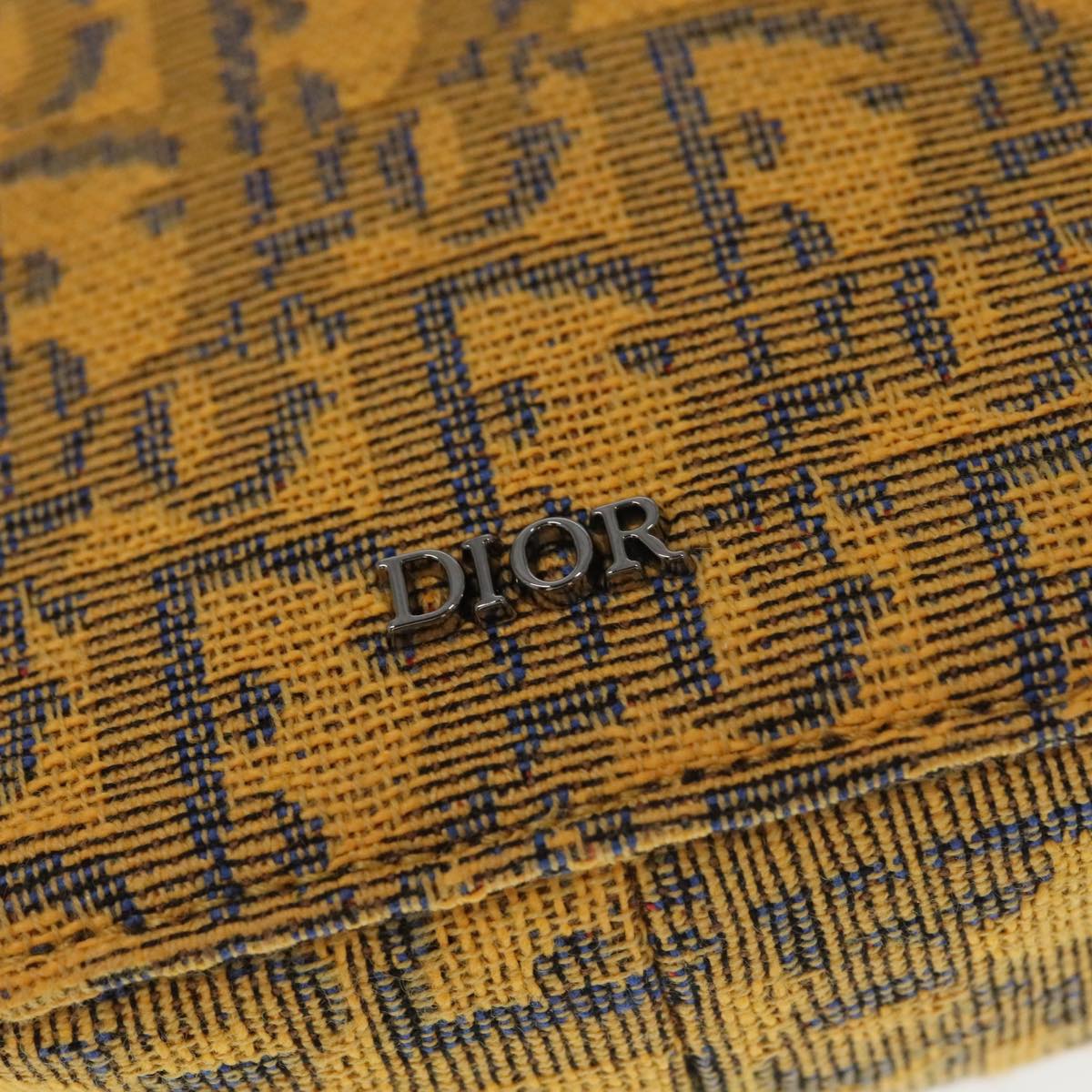 Christian Dior Trotter Canvas Shoulder Bag Yellow Silver Auth 100623V