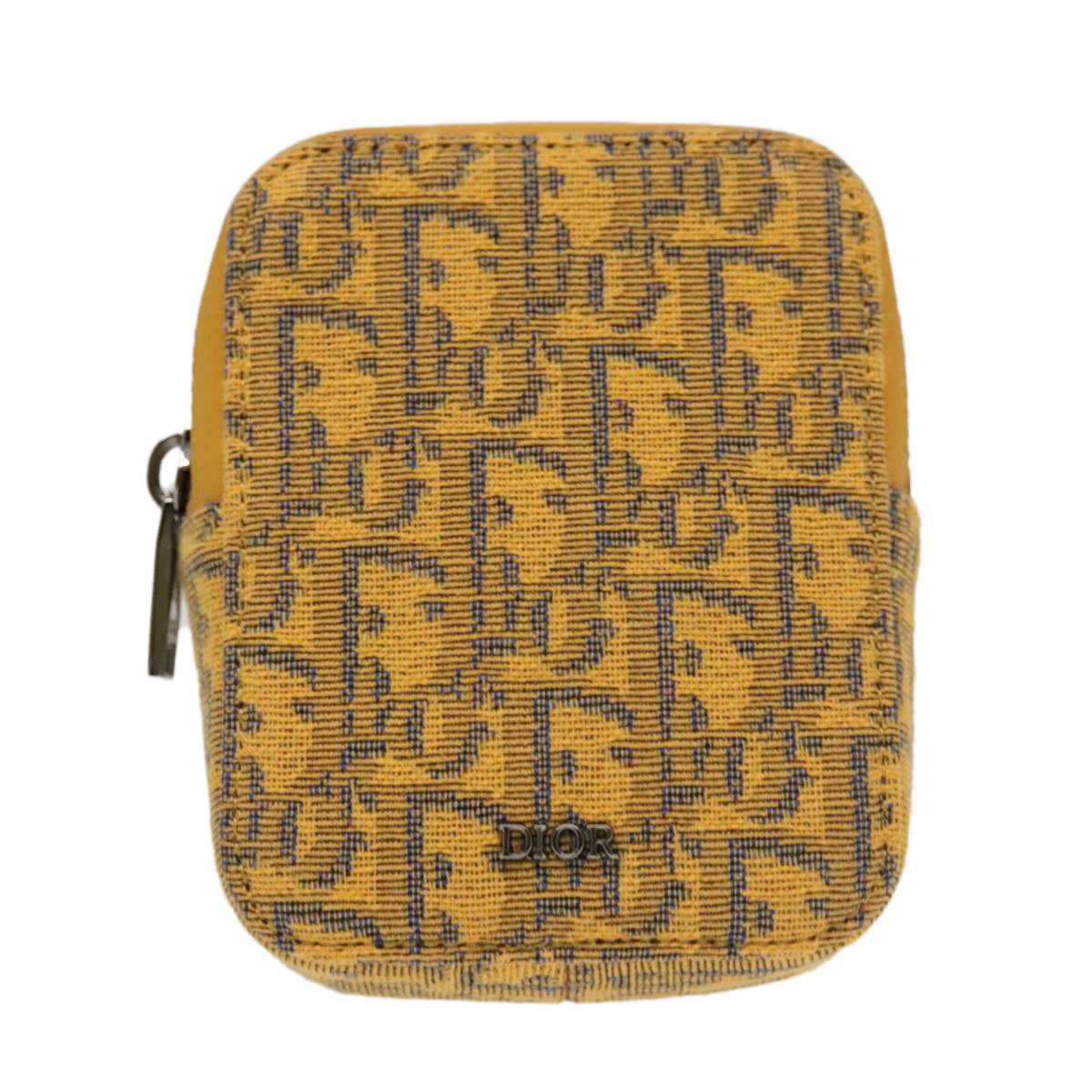 Christian Dior Trotter Canvas Shoulder Bag Yellow Silver Auth 100623V