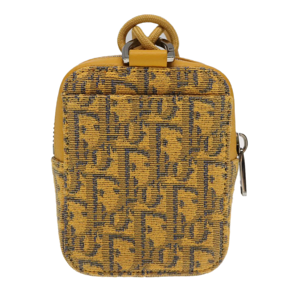Christian Dior Trotter Canvas Shoulder Bag Yellow Silver Auth 100623V