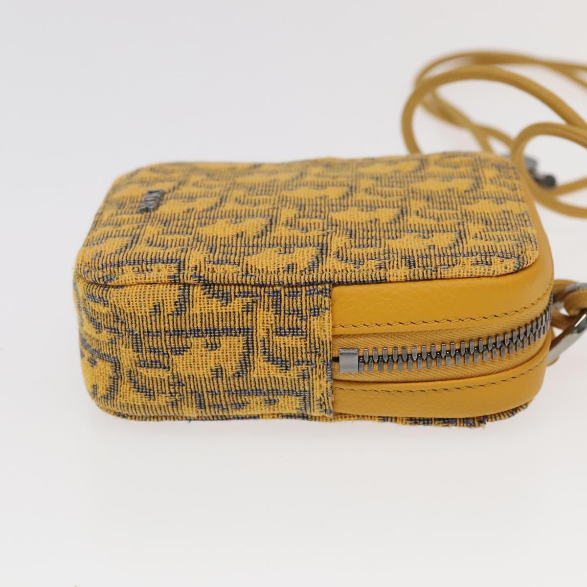 Christian Dior Trotter Canvas Shoulder Bag Yellow Silver Auth 100623V