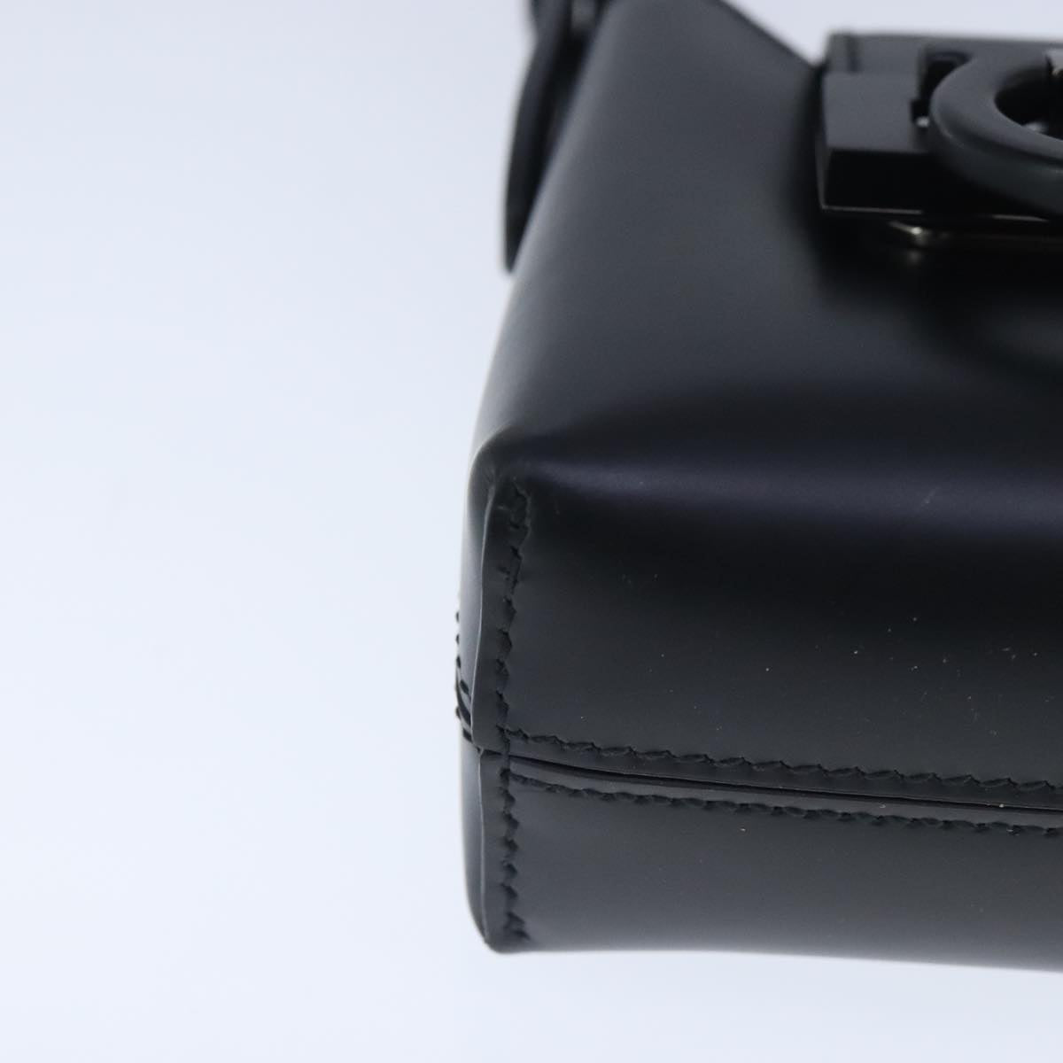 Salvatore Ferragamo Gancini Hand Bag Leather Black Auth 100624V