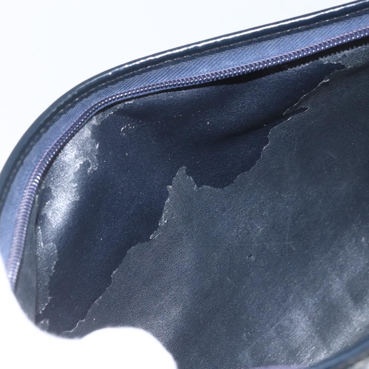 Christian Dior Trotter Canvas Shoulder Bag Beige Navy gold Auth 100669