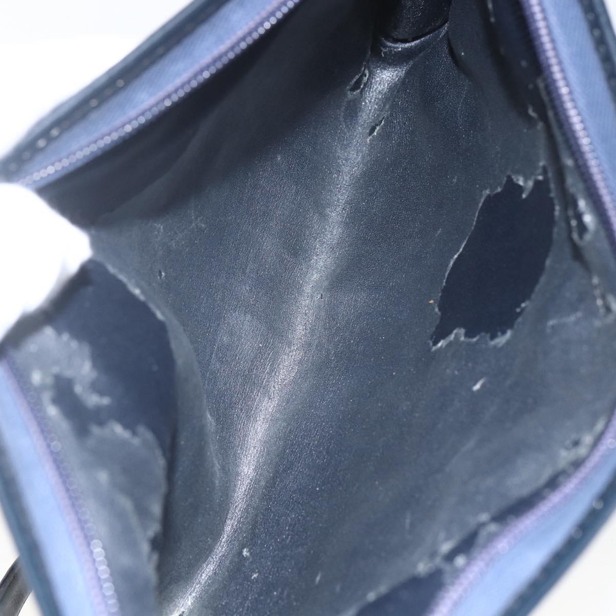 Christian Dior Trotter Canvas Shoulder Bag Beige Navy gold Auth 100669