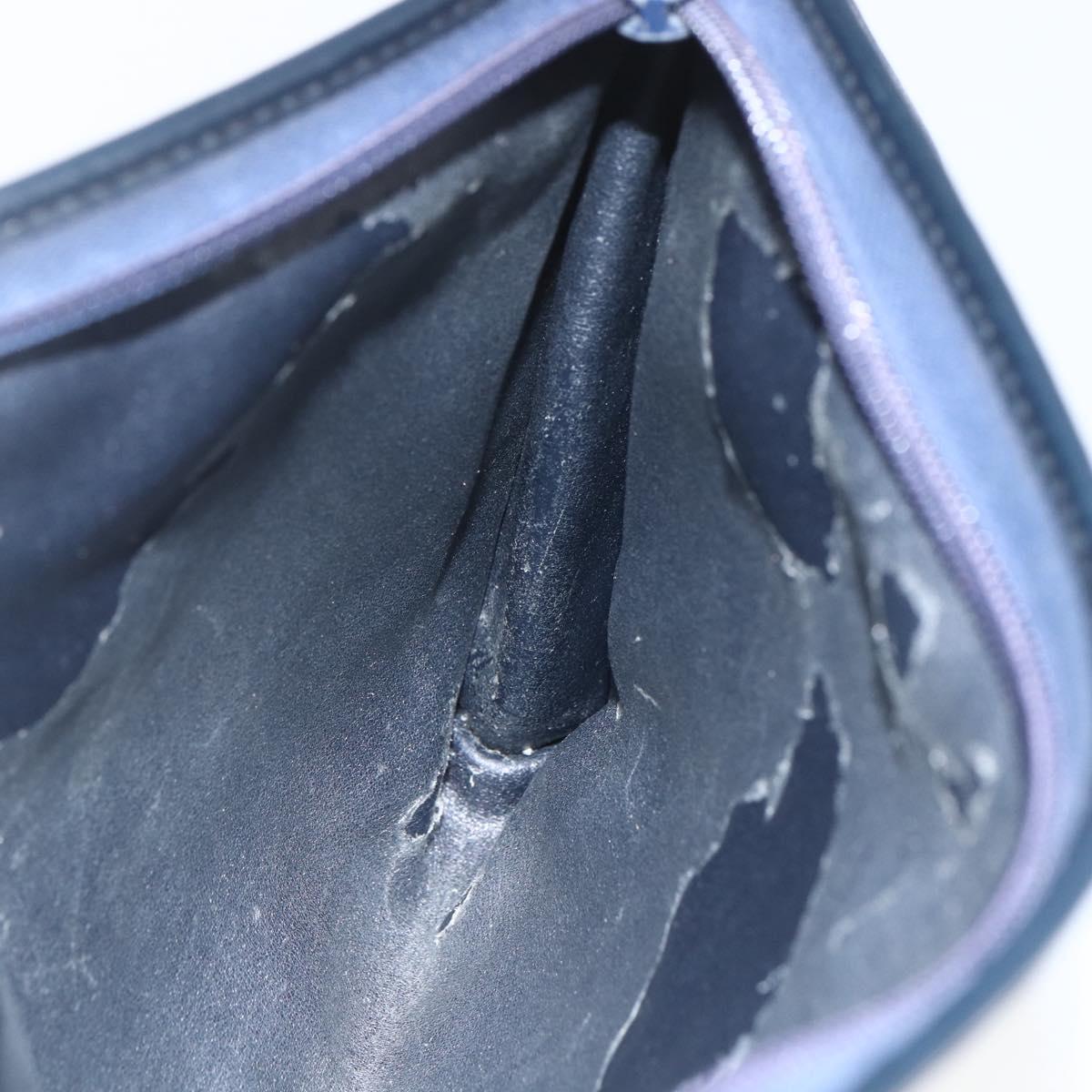 Christian Dior Trotter Canvas Shoulder Bag Beige Navy gold Auth 100669