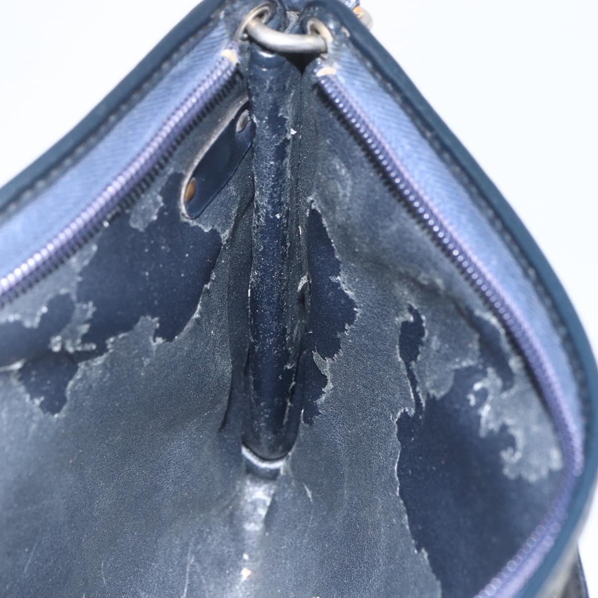 Christian Dior Trotter Canvas Shoulder Bag Beige Navy gold Auth 100669