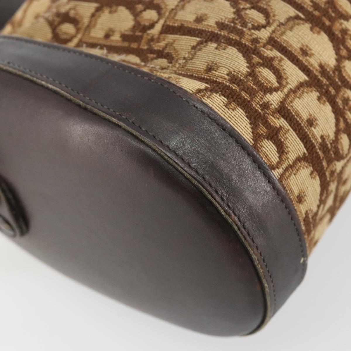 Christian Dior Trotter Canvas Shoulder Bag Beige Brown gold Auth 100672
