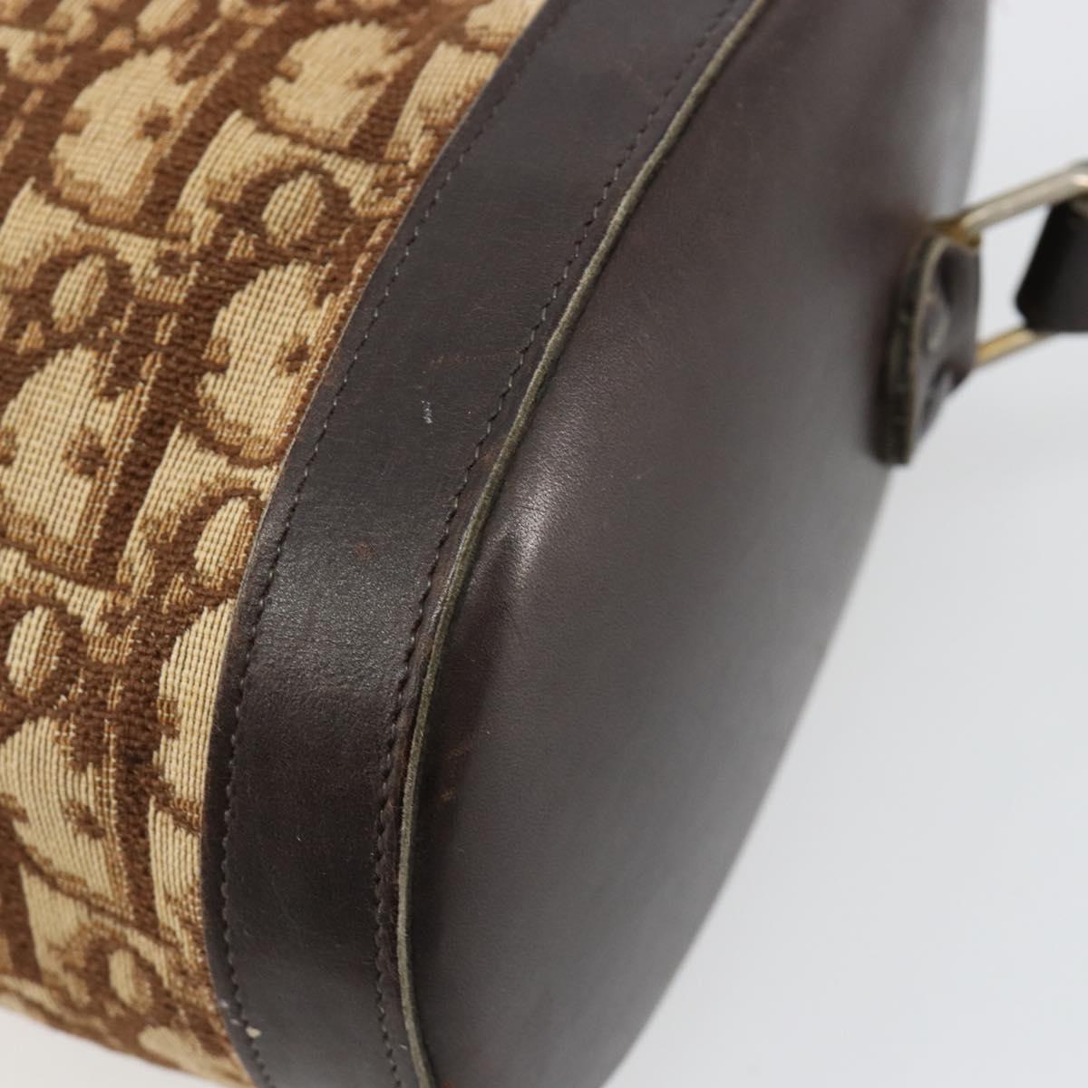 Christian Dior Trotter Canvas Shoulder Bag Beige Brown gold Auth 100672
