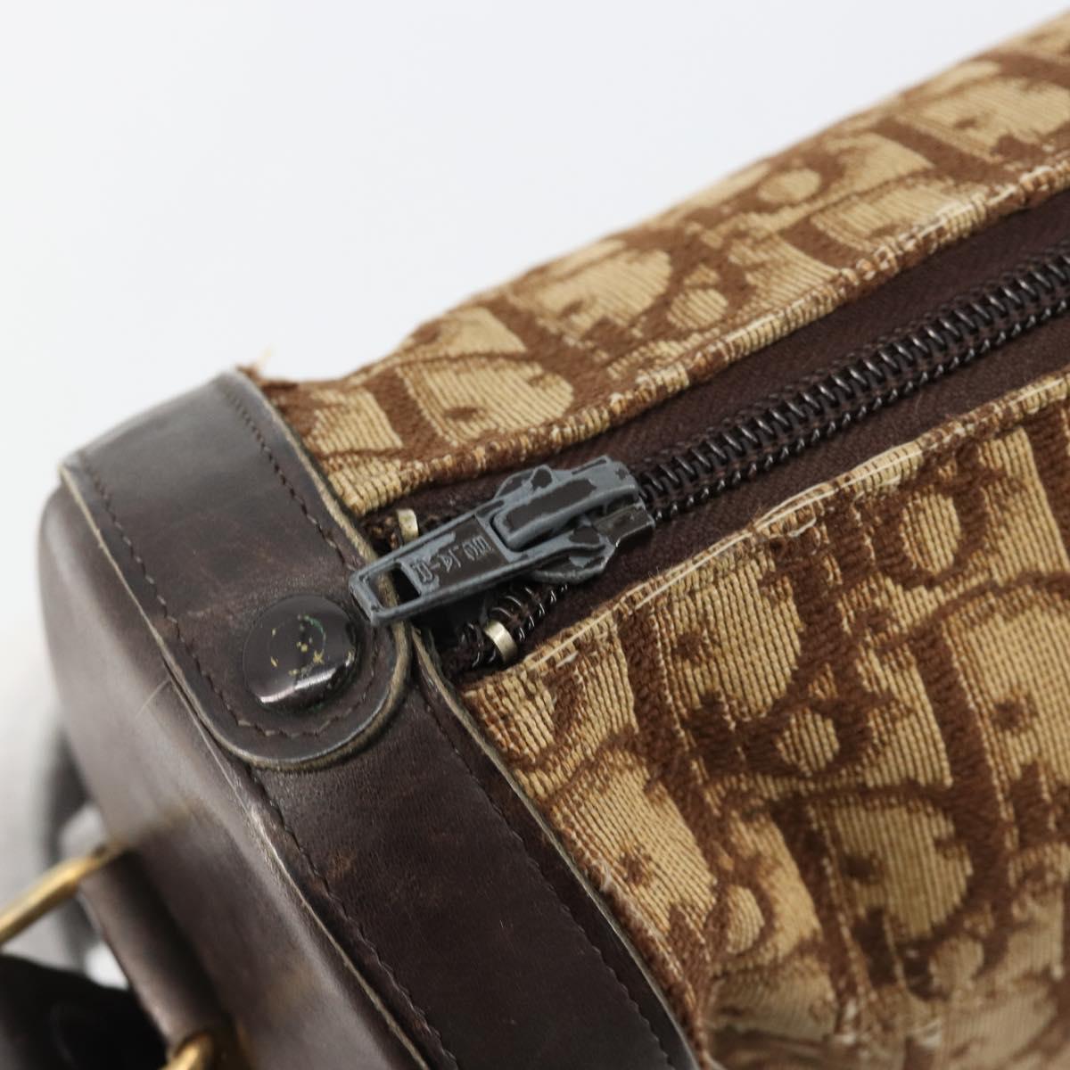 Christian Dior Trotter Canvas Shoulder Bag Beige Brown gold Auth 100672