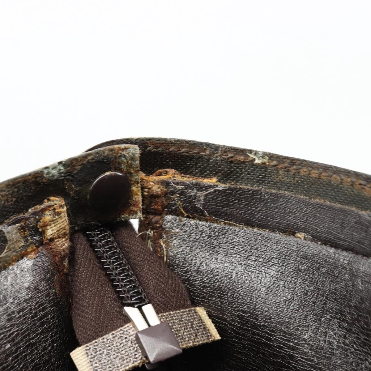 Christian Dior Trotter Canvas Shoulder Bag Beige Brown gold Auth 100672
