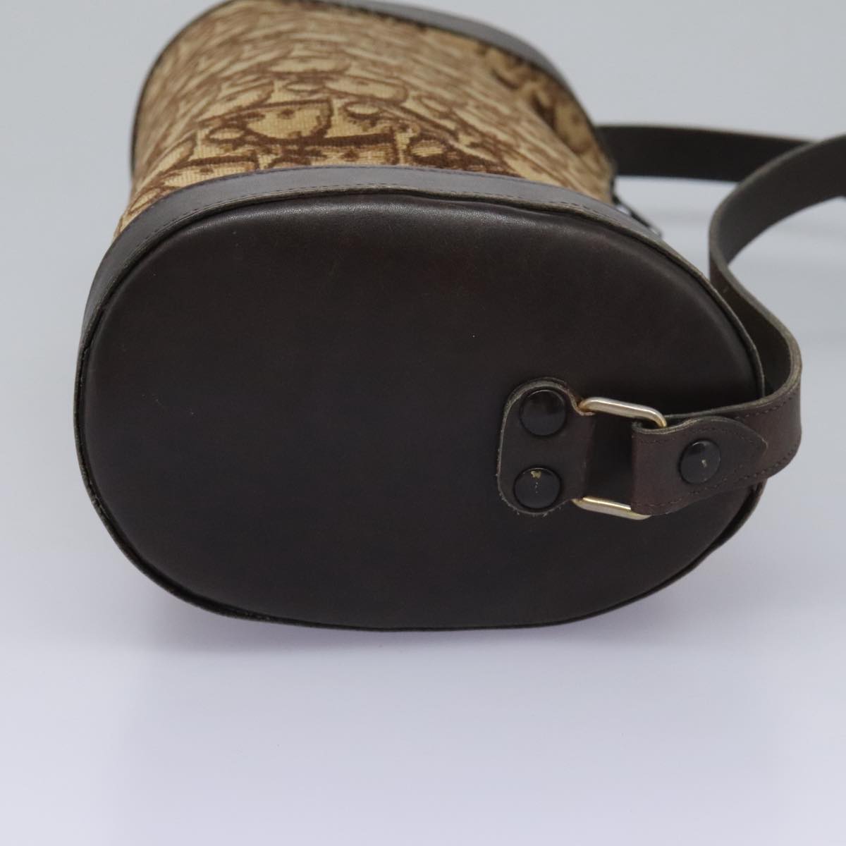 Christian Dior Trotter Canvas Shoulder Bag Beige Brown gold Auth 100672