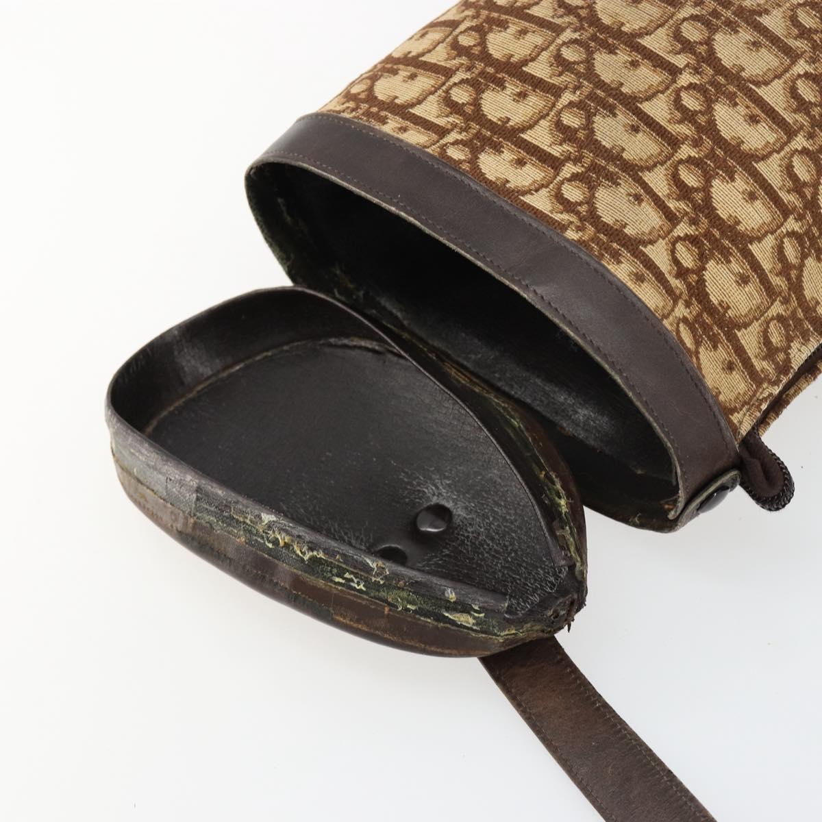 Christian Dior Trotter Canvas Shoulder Bag Beige Brown gold Auth 100672