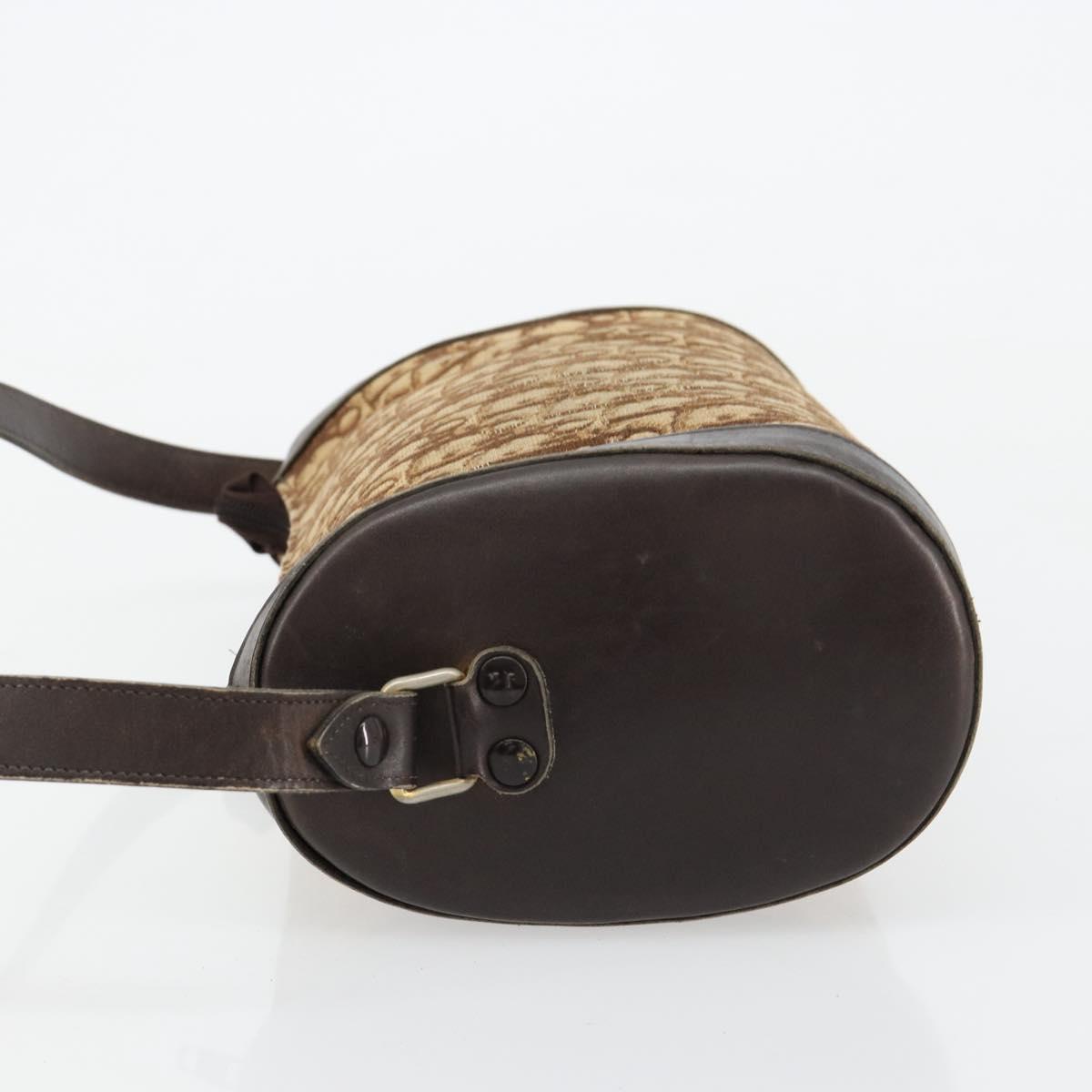 Christian Dior Trotter Canvas Shoulder Bag Beige Brown gold Auth 100672