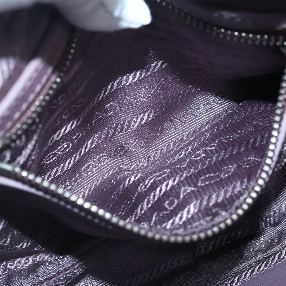 PRADA Quilted Chain Hand Bag Nylon Purple Silver Auth 100678