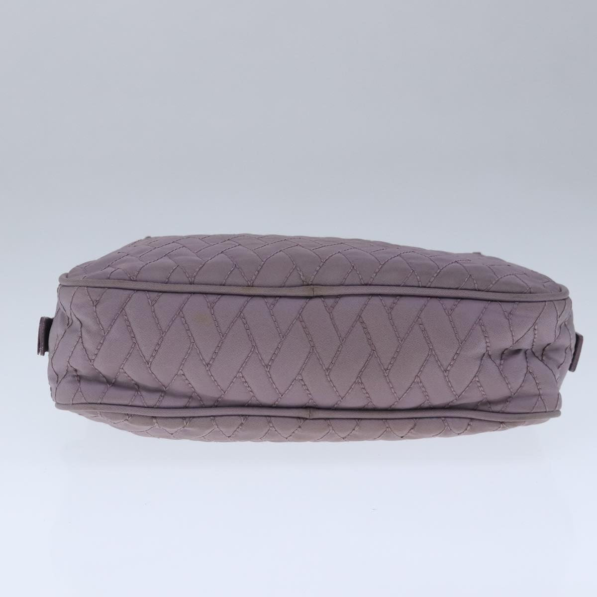 PRADA Quilted Chain Hand Bag Nylon Purple Silver Auth 100678