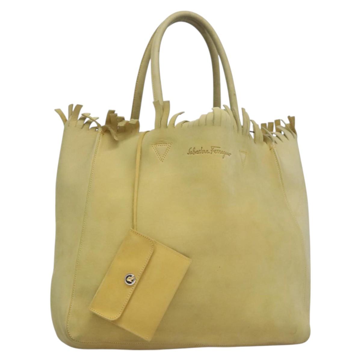 Salvatore Ferragamo Shoulder Bag Suede Yellow Auth 100746
