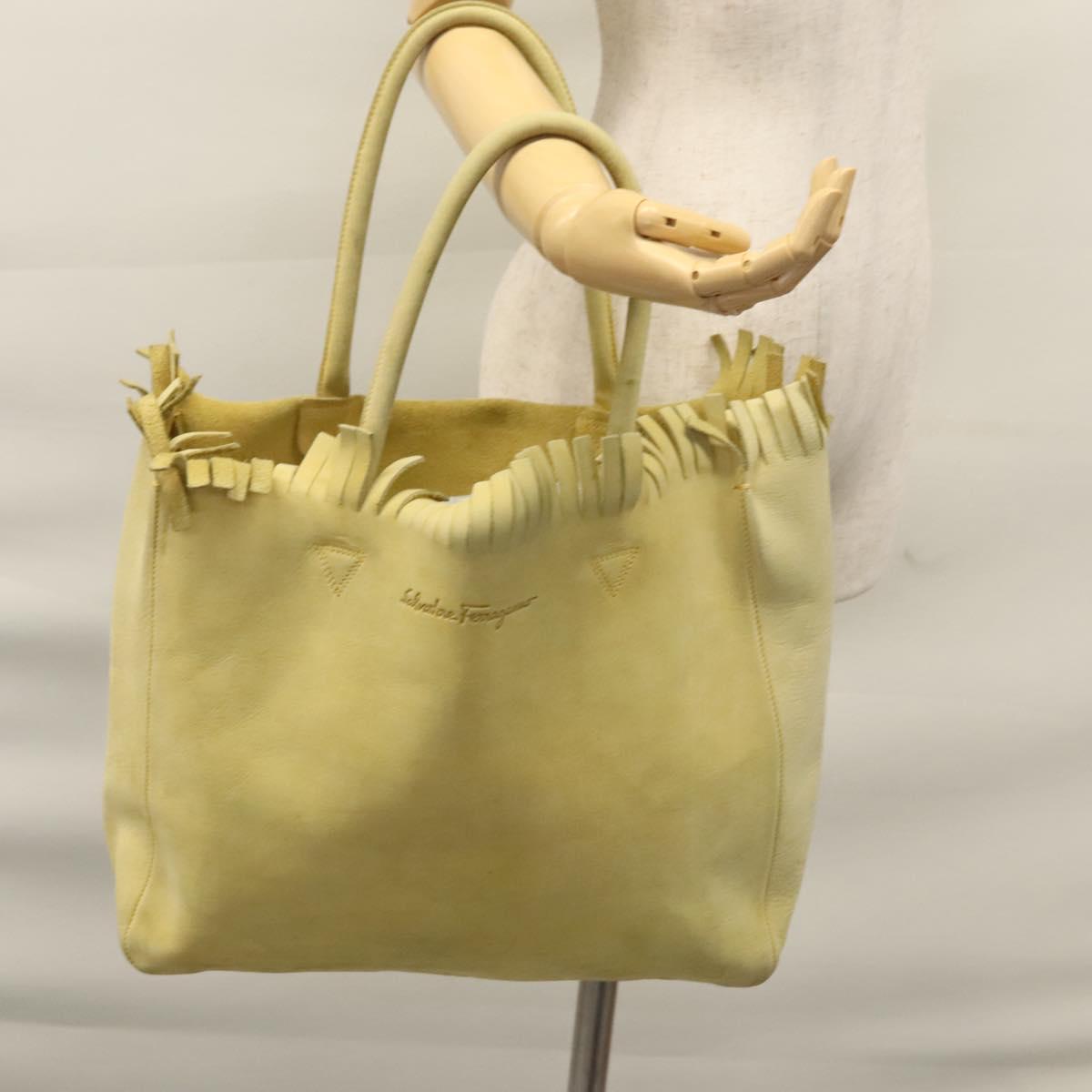 Salvatore Ferragamo Shoulder Bag Suede Yellow Auth 100746