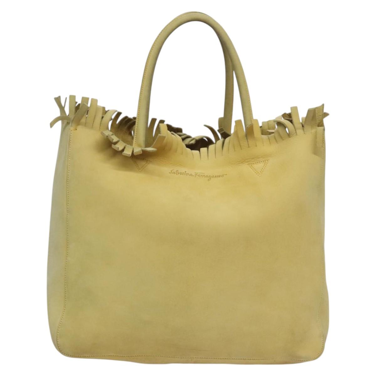 Salvatore Ferragamo Shoulder Bag Suede Yellow Auth 100746