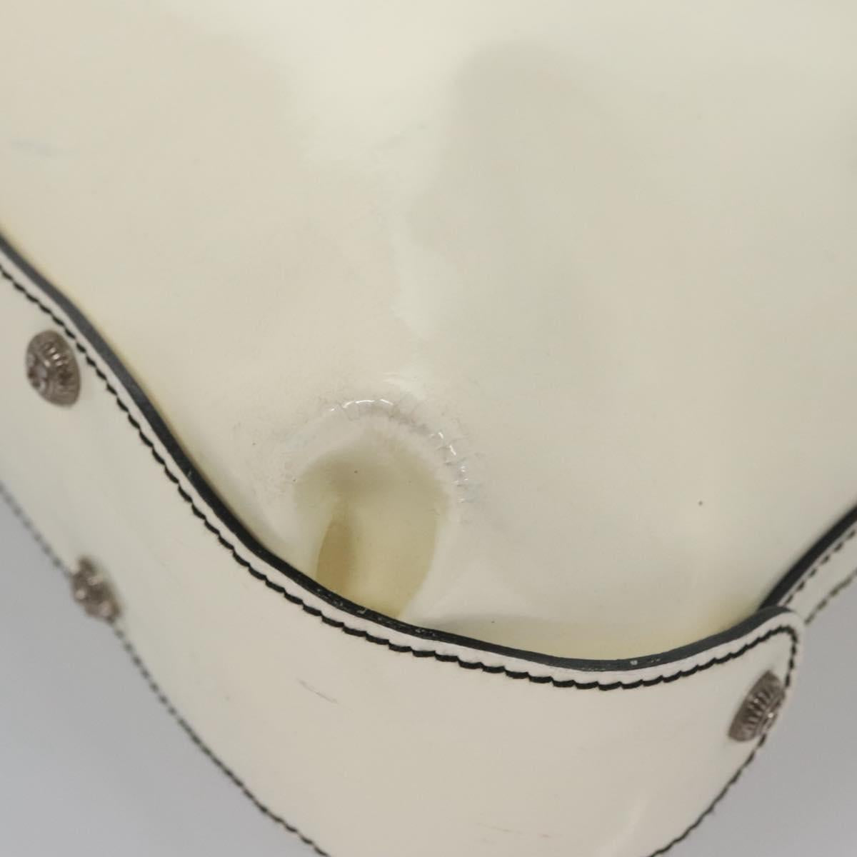 Salvatore Ferragamo Shoulder Bag Enamel White Auth 100748