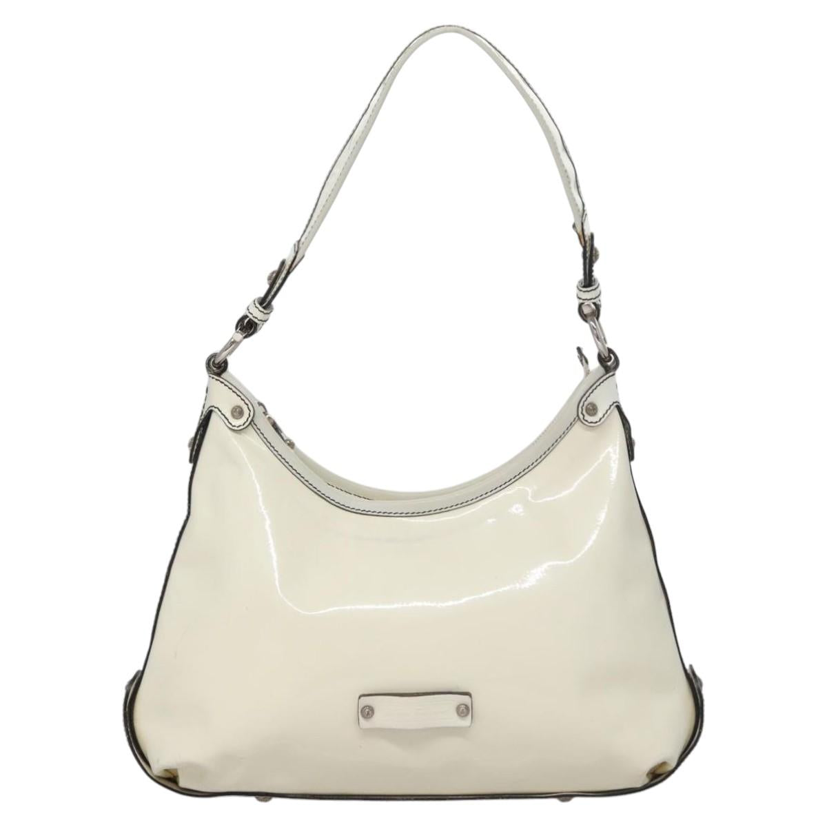 Salvatore Ferragamo Shoulder Bag Enamel White Auth 100748