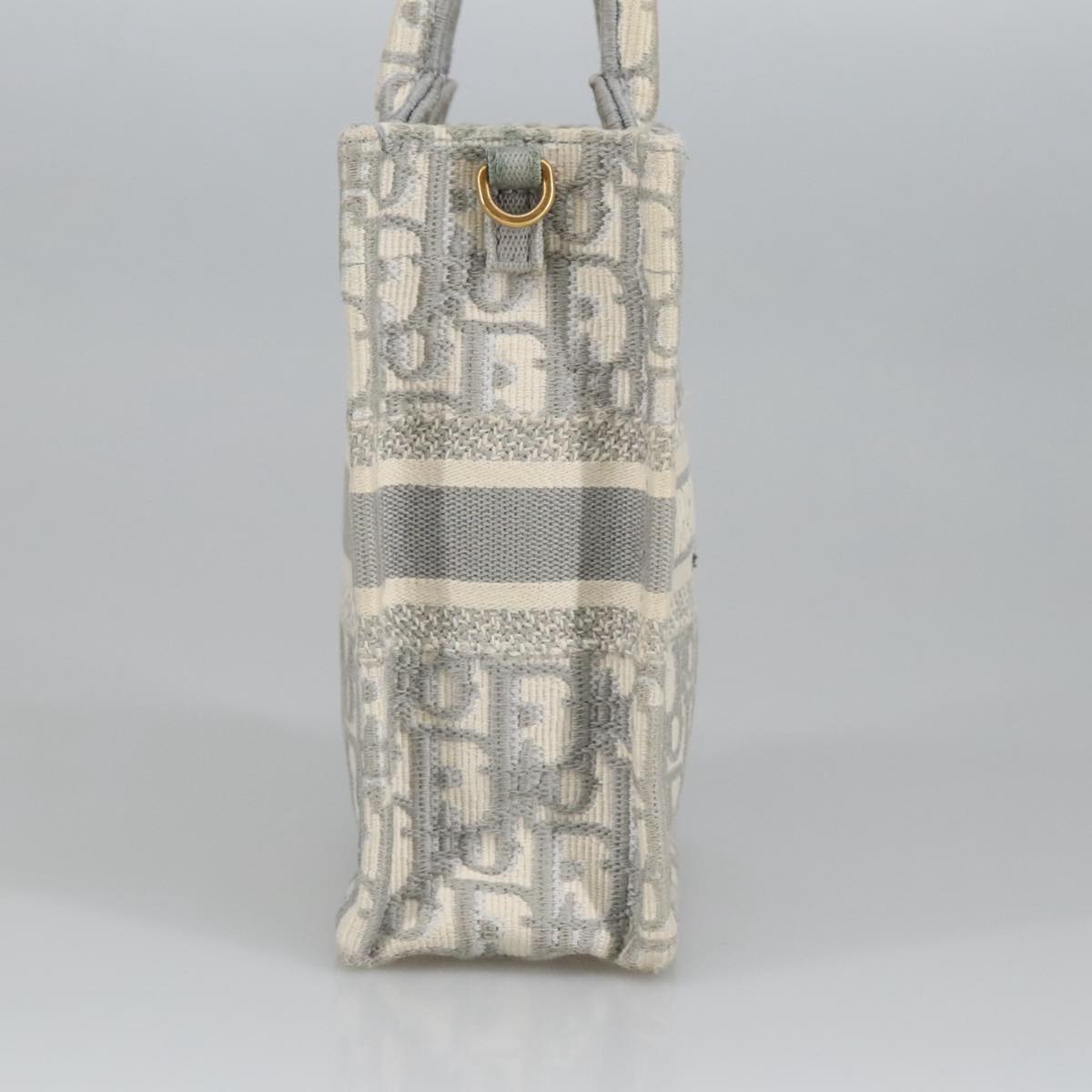 Christian Dior Oblique Vertical Book Tote Tote Bag Canvas Gray Auth 100796AV