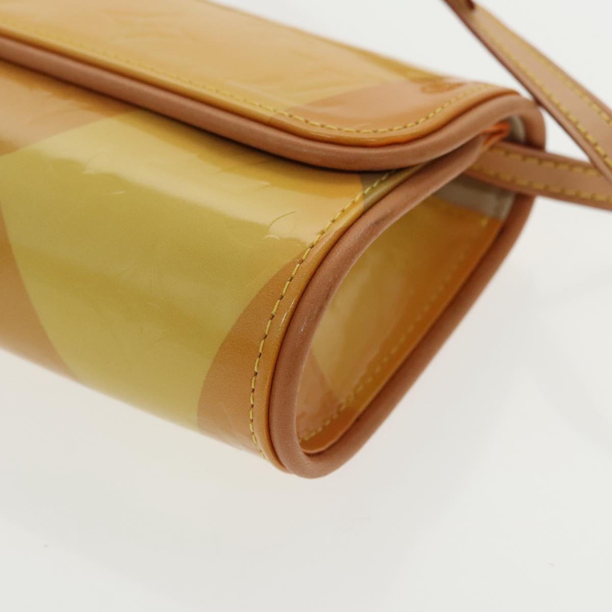 LOUIS VUITTON Monogram Vernis Pochette Fleur Bag Yellow M91118 LV Auth 100844V