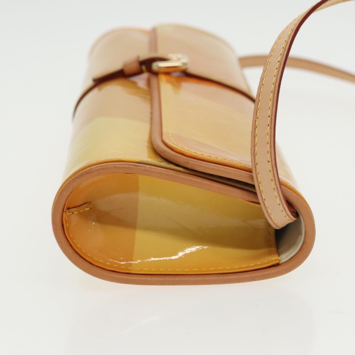 LOUIS VUITTON Monogram Vernis Pochette Fleur Bag Yellow M91118 LV Auth 100844V