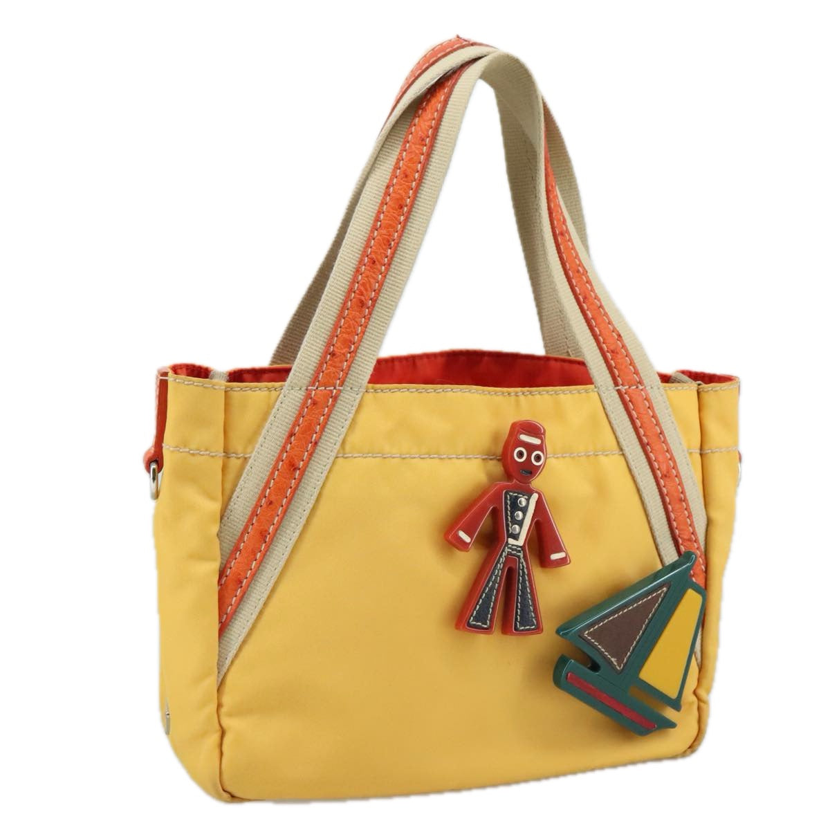 PRADA Hand Bag Nylon Yellow Auth 100865