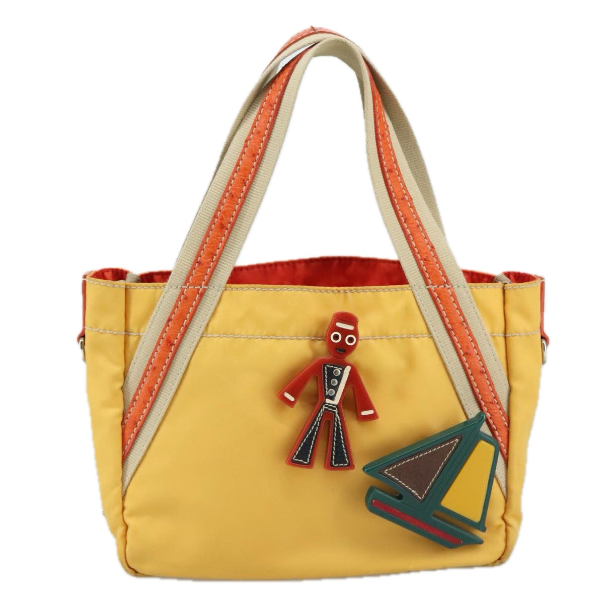 PRADA Hand Bag Nylon Yellow Auth 100865