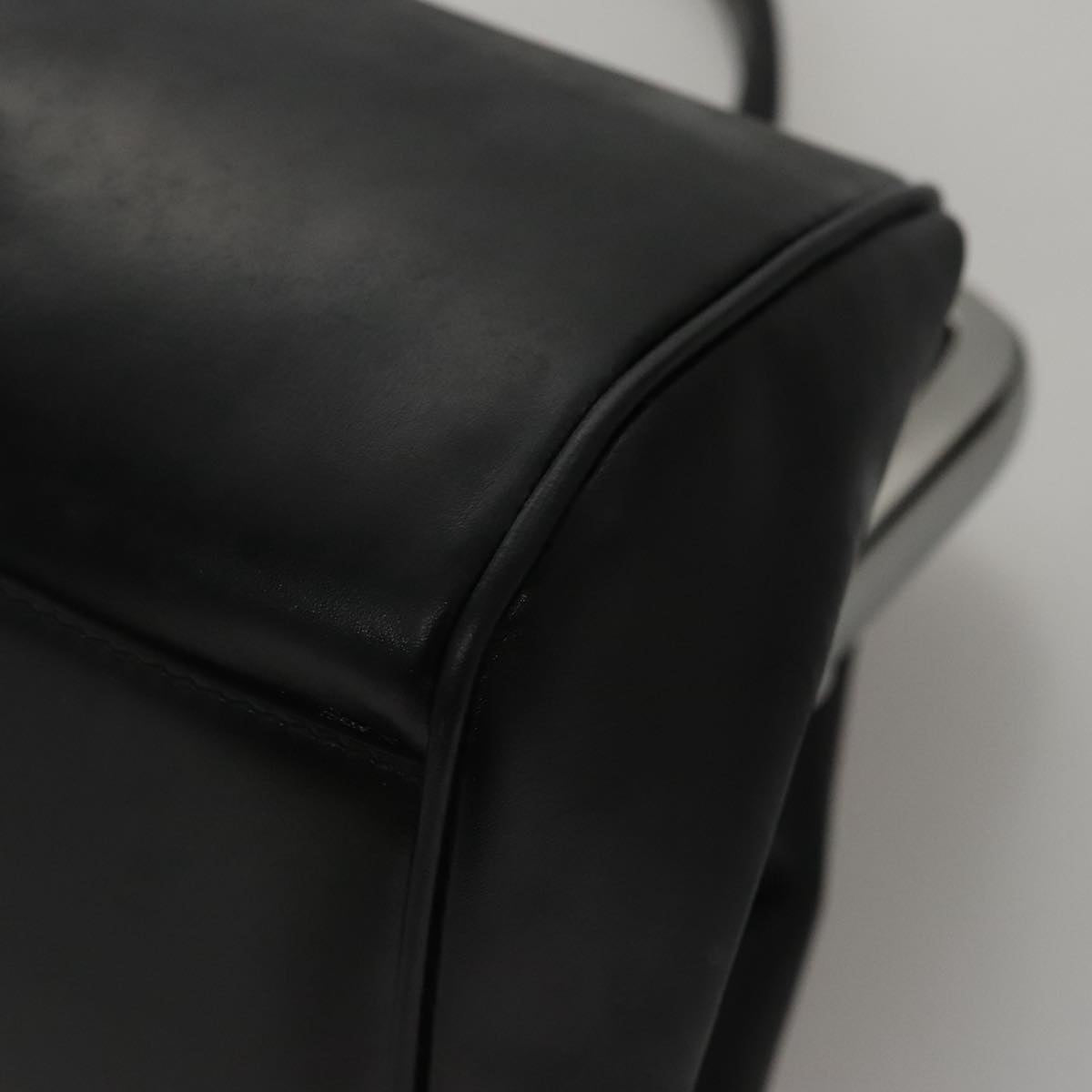 PRADA Hand Bag Leather Black Auth 100868