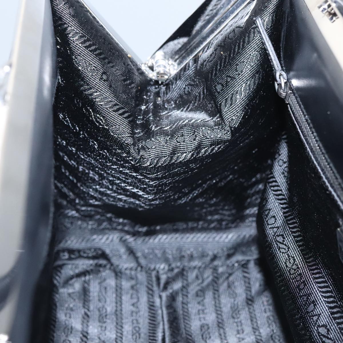 PRADA Hand Bag Leather Black Auth 100868