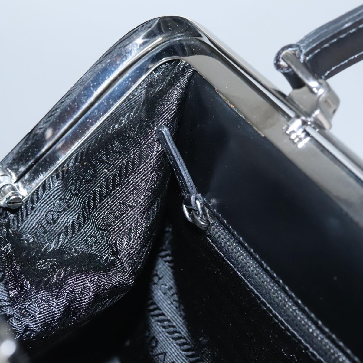 PRADA Hand Bag Leather Black Auth 100868
