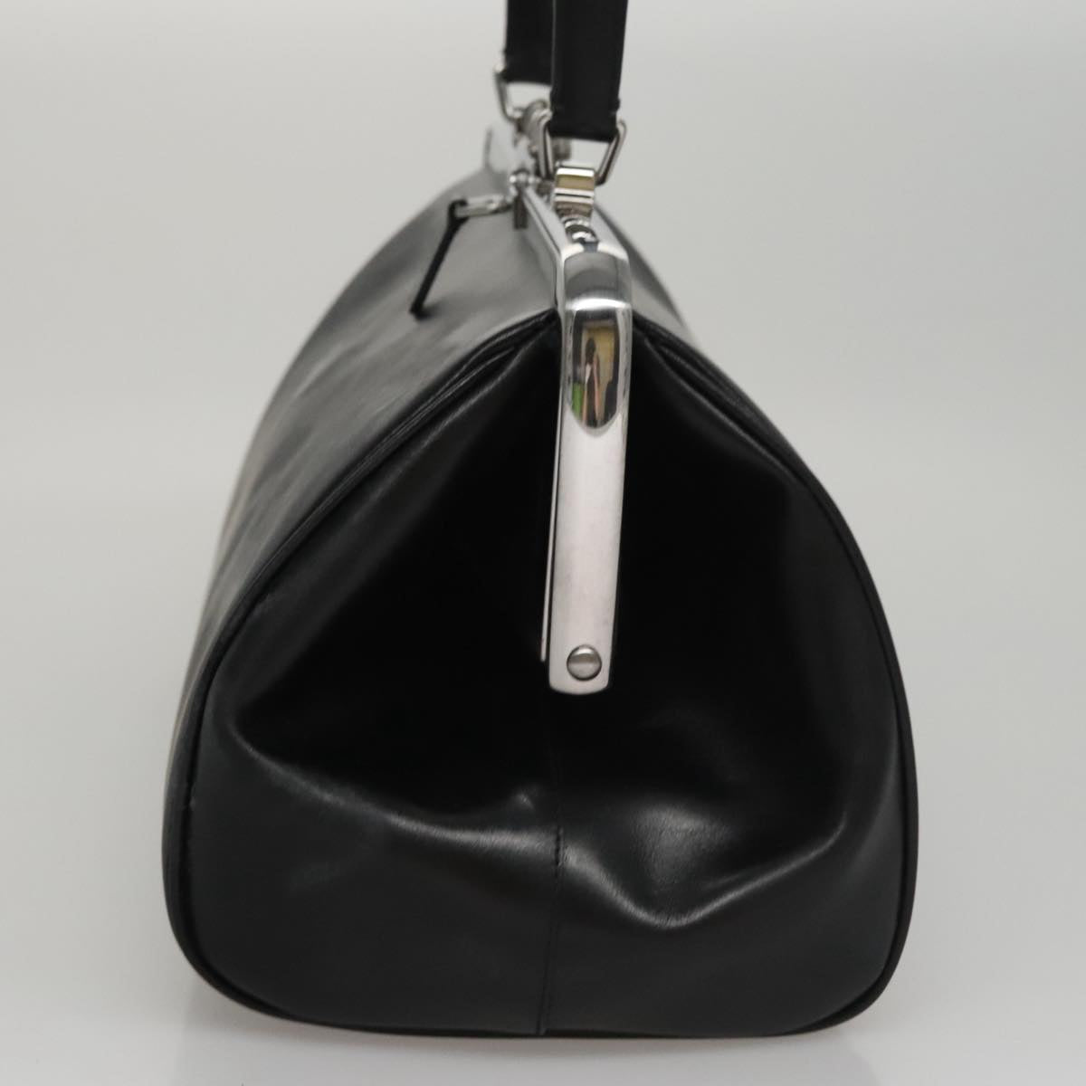 PRADA Hand Bag Leather Black Auth 100868