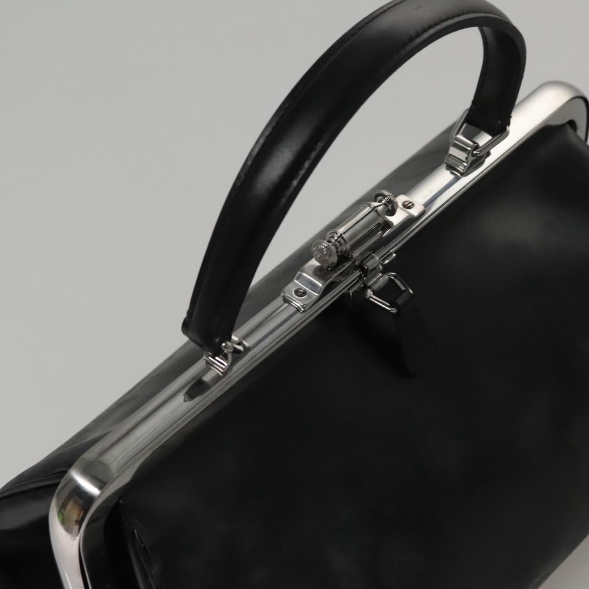 PRADA Hand Bag Leather Black Auth 100868
