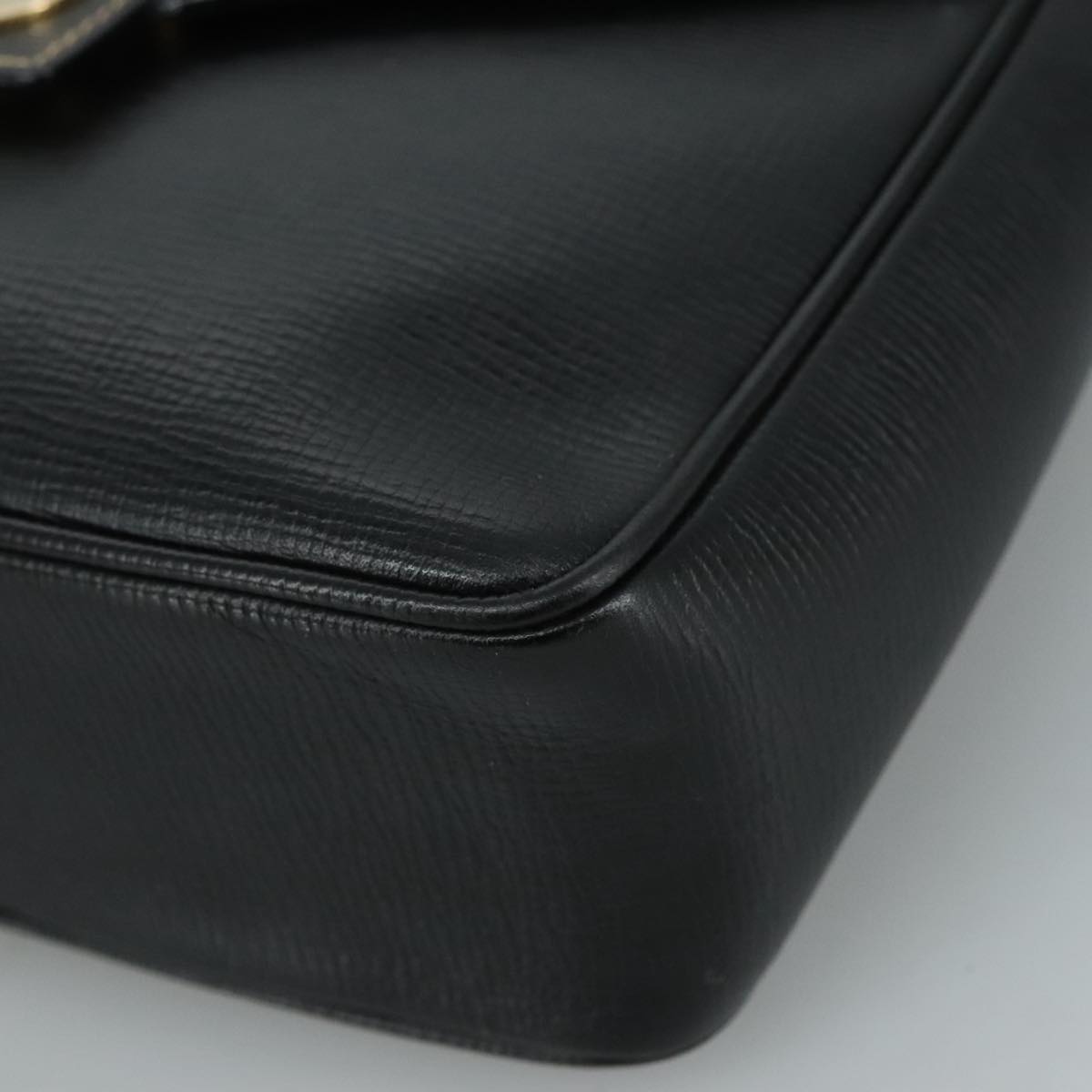 CELINE Shoulder Bag Leather Black Gold Auth 100870