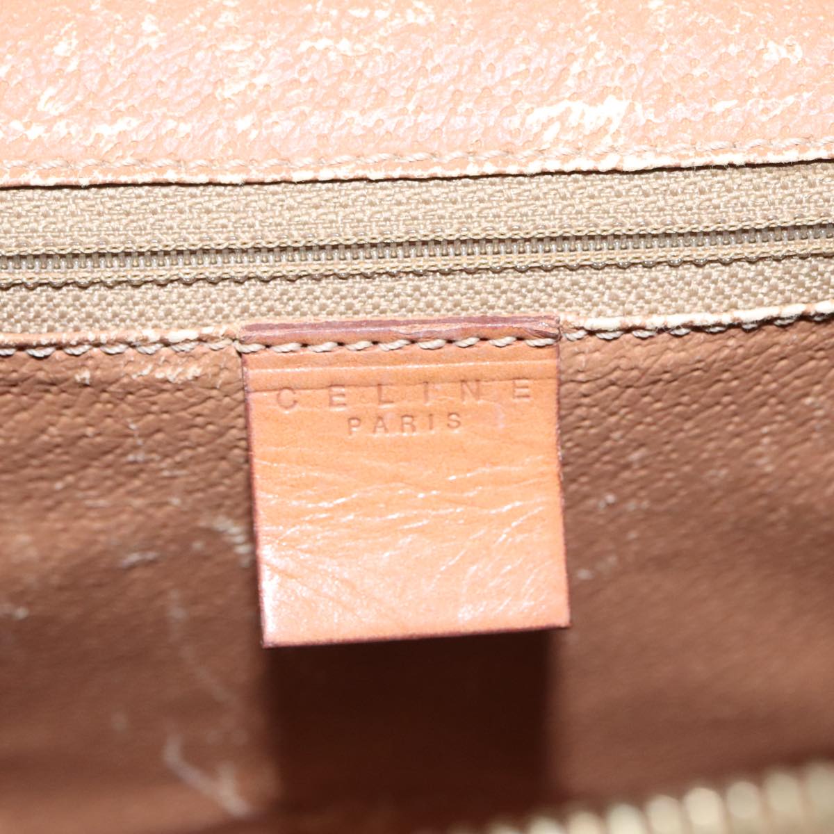 CELINE Macadam Canvas Hand Bag PVC Leather Brown Gold Auth 100885