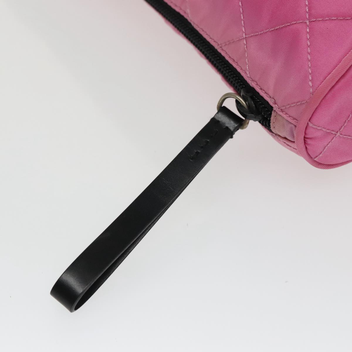 PRADA Pouch Nylon Pink Silver Auth 100970