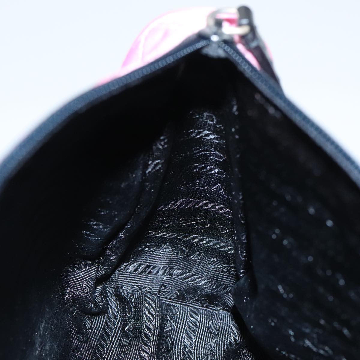 PRADA Pouch Nylon Pink Silver Auth 100970