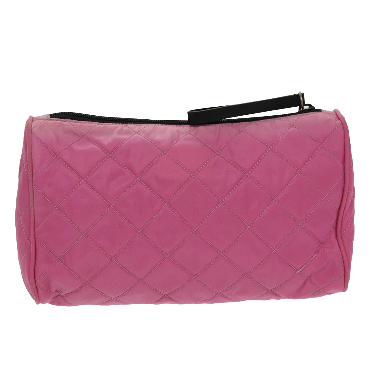 PRADA Pouch Nylon Pink Silver Auth 100970