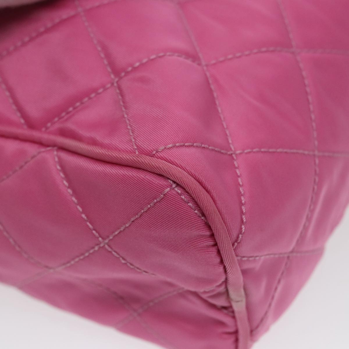 PRADA Pouch Nylon Pink Silver Auth 100970