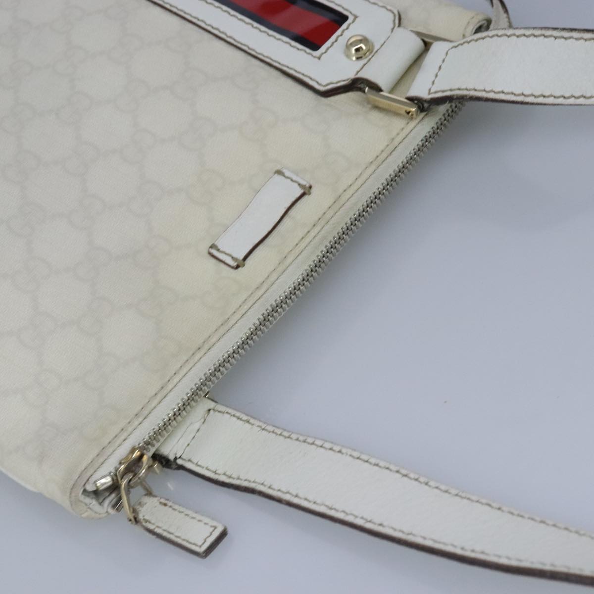 GUCCI GG Supreme Sherry Line Shoulder Bag PVC Pink White Red 153244 Auth 100980