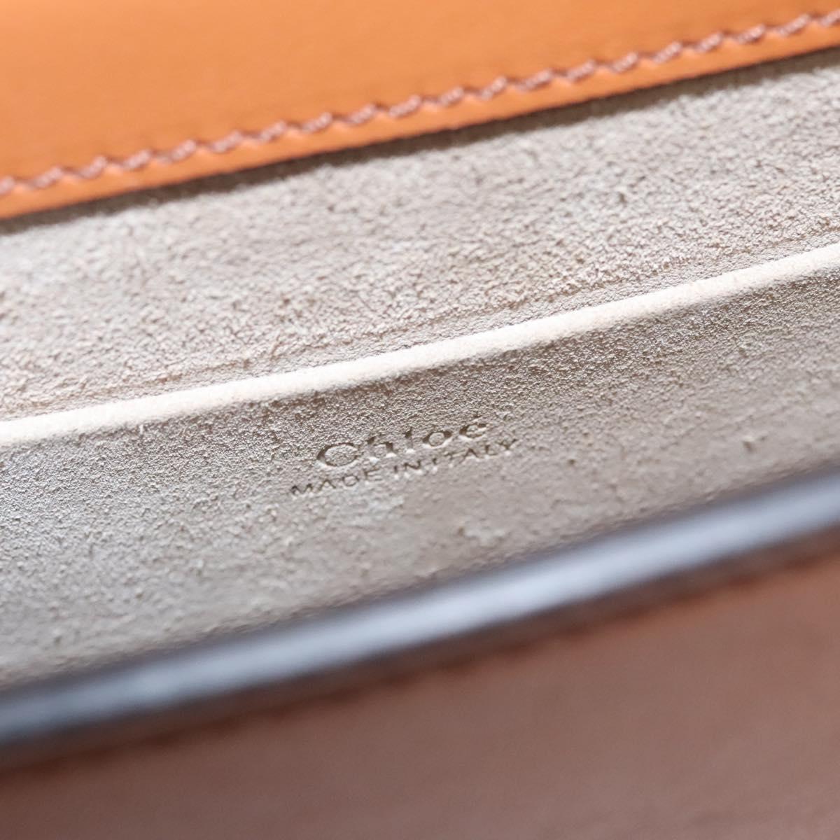 Chloe Nile Hand Bag Enamel Leather 2way Silver Brown Auth 101064