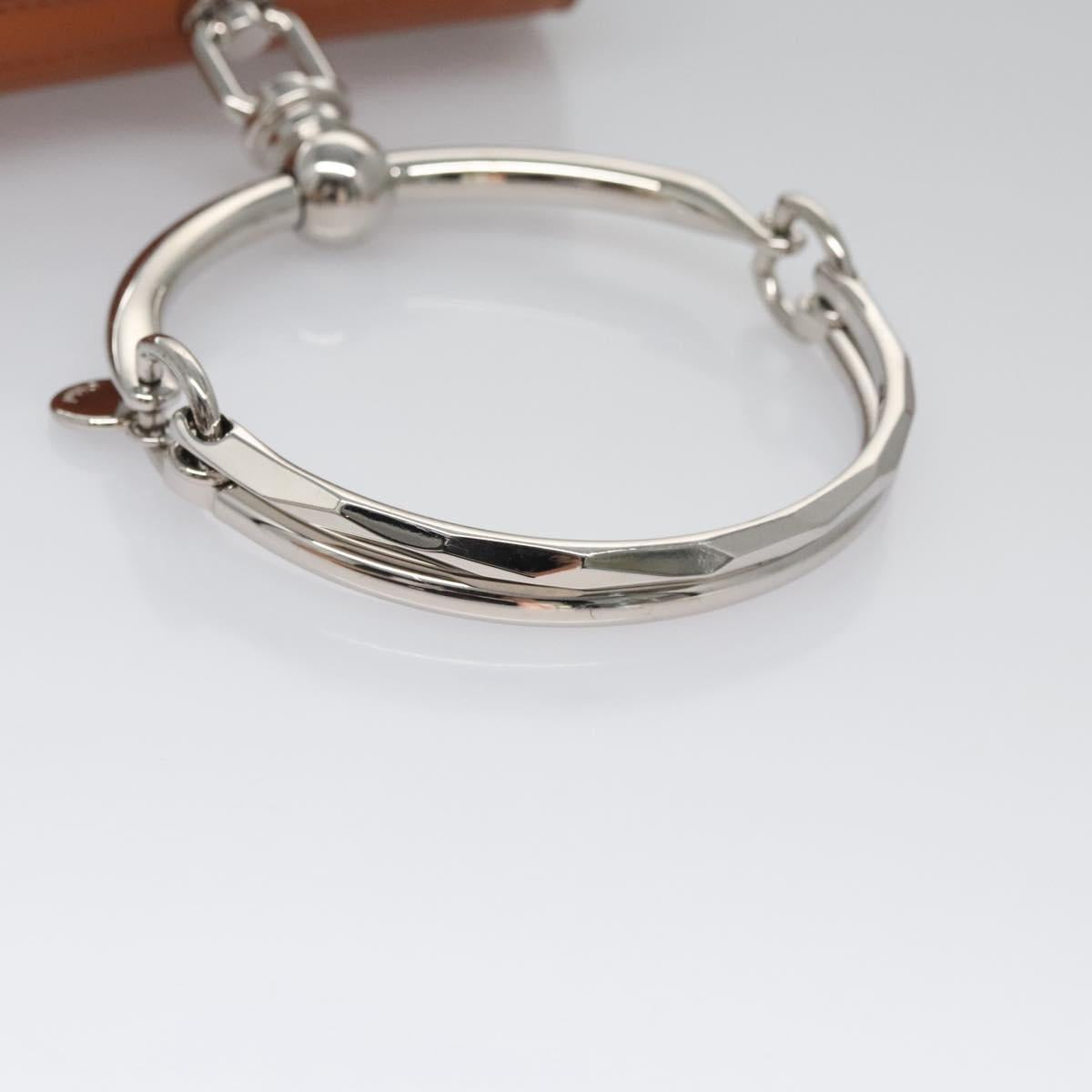 Chloe Nile Hand Bag Enamel Leather 2way Silver Brown Auth 101064