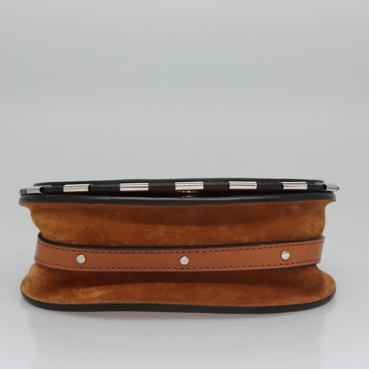 Chloe Nile Hand Bag Enamel Leather 2way Silver Brown Auth 101064